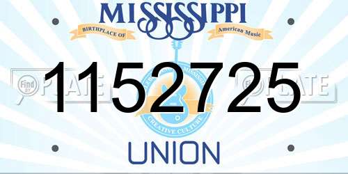 1152725 Mississippi License Plate