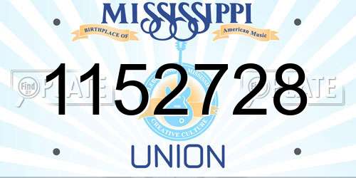 1152728 Mississippi License Plate