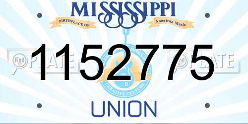1152775 Mississippi License Plate