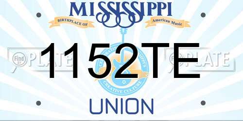 1152TE Mississippi License Plate