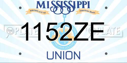 1152ZE Mississippi License Plate