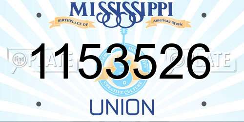 1153526 Mississippi License Plate