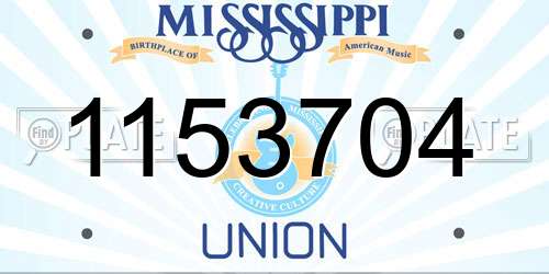 1153704 Mississippi License Plate