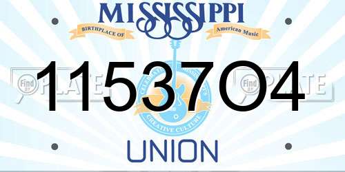 11537O4 Mississippi License Plate