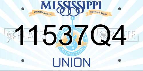 11537Q4 Mississippi License Plate