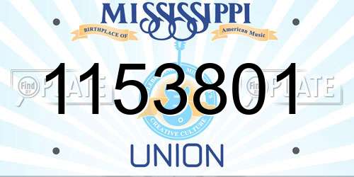 1153801 Mississippi License Plate