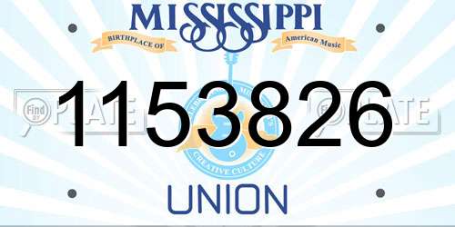1153826 Mississippi License Plate