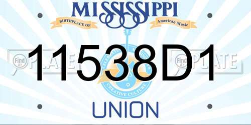 11538D1 Mississippi License Plate