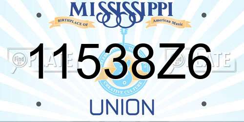 11538Z6 Mississippi License Plate