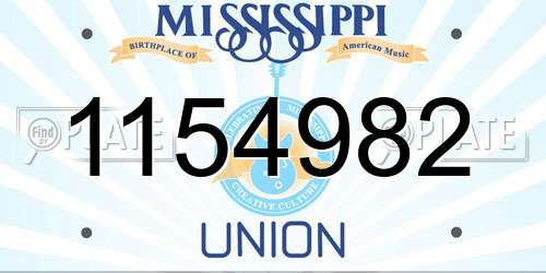 1154982 Mississippi License Plate