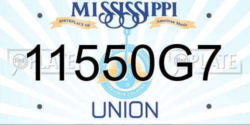 11550G7 Mississippi License Plate