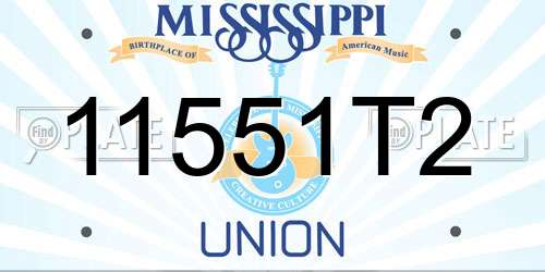 11551T2 Mississippi License Plate