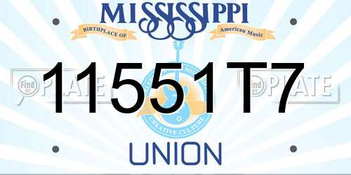 11551T7 Mississippi License Plate