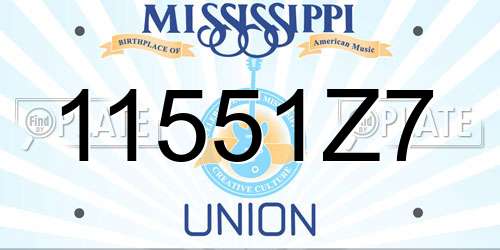 11551Z7 Mississippi License Plate