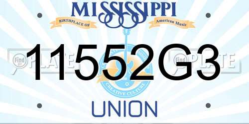 11552G3 Mississippi License Plate