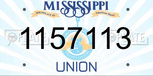 1157113 Mississippi License Plate