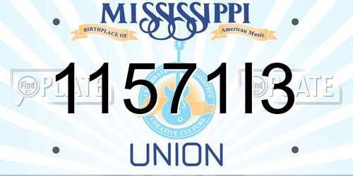11571I3 Mississippi License Plate