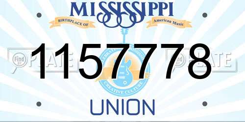 1157778 Mississippi License Plate