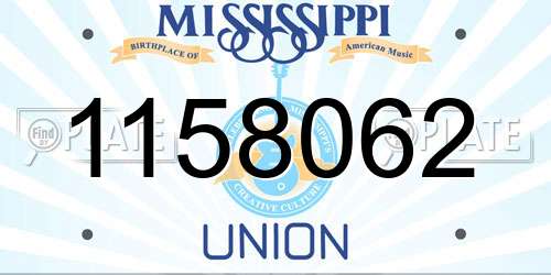 1158062 Mississippi License Plate