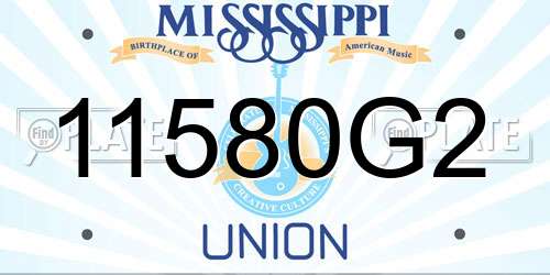 11580G2 Mississippi License Plate