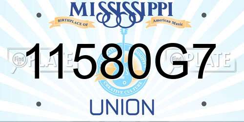 11580G7 Mississippi License Plate