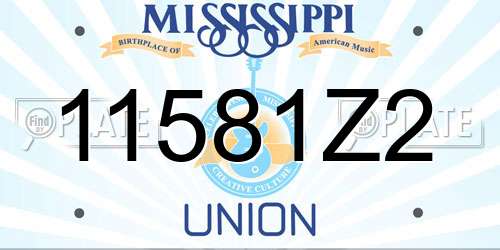 11581Z2 Mississippi License Plate