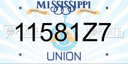 11581Z7 Mississippi License Plate