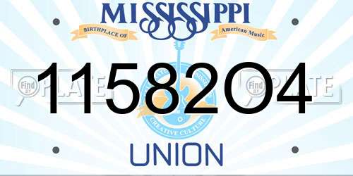 11582O4 Mississippi License Plate
