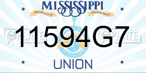 11594G7 Mississippi License Plate
