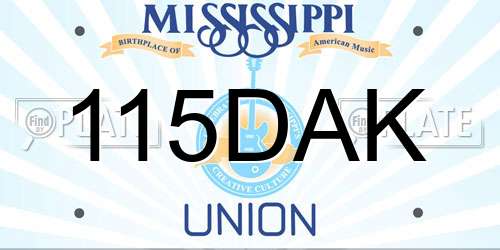115DAK Mississippi License Plate