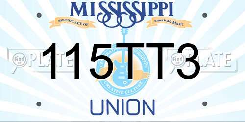 115TT3 Mississippi License Plate