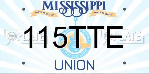 115TTE Mississippi License Plate