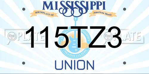 115TZ3 Mississippi License Plate