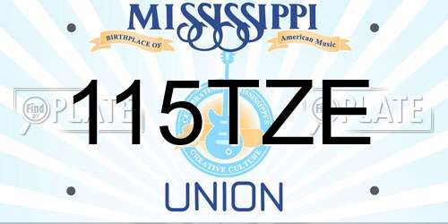 115TZE Mississippi License Plate