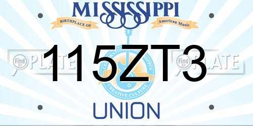 115ZT3 Mississippi License Plate