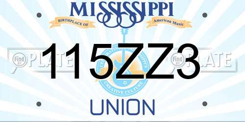 115ZZ3 Mississippi License Plate
