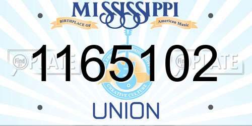 1165102 Mississippi License Plate