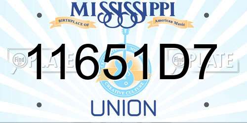 11651D7 Mississippi License Plate