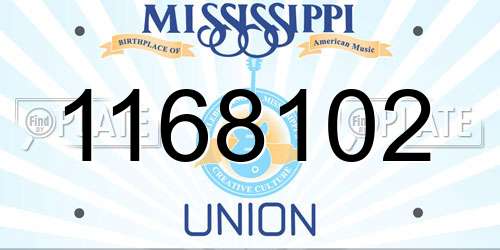 1168102 Mississippi License Plate