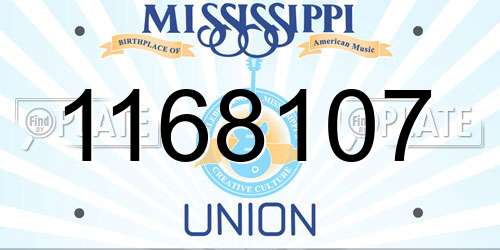 1168107 Mississippi License Plate
