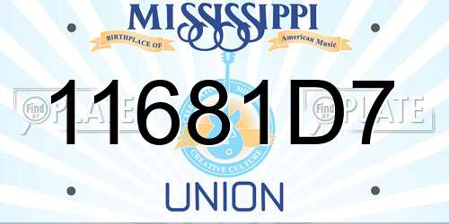 11681D7 Mississippi License Plate