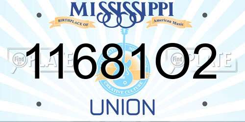 11681O2 Mississippi License Plate
