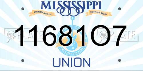 11681O7 Mississippi License Plate