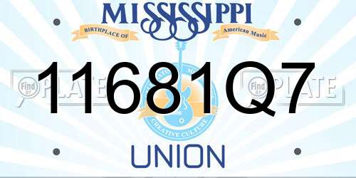 11681Q7 Mississippi License Plate