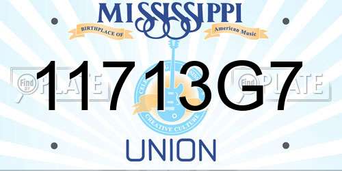 11713G7 Mississippi License Plate