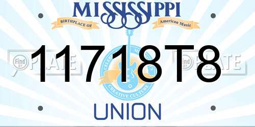 11718T8 Mississippi License Plate