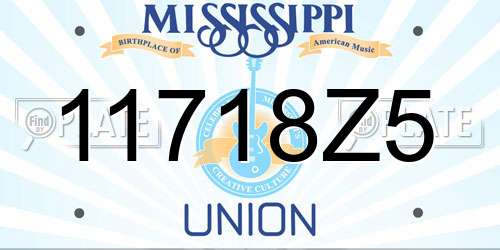 11718Z5 Mississippi License Plate
