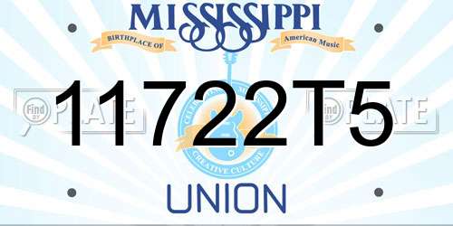 11722T5 Mississippi License Plate