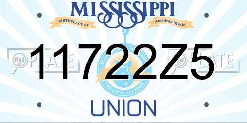 11722Z5 Mississippi License Plate