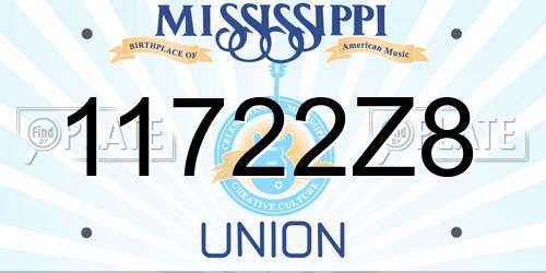 11722Z8 Mississippi License Plate